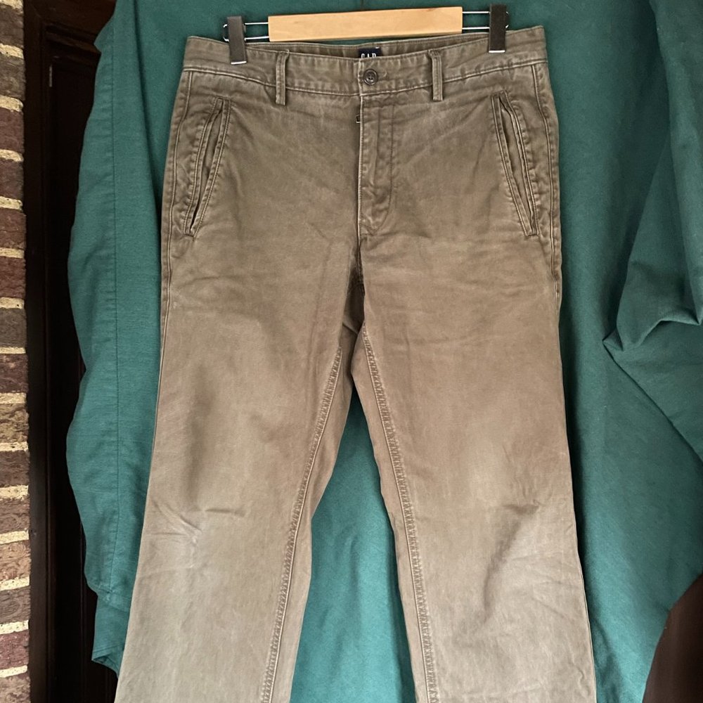 GAP, Olive drab pants, mens, heavy cotton (duck), 32x32.